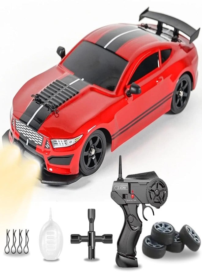 JOYJAY RC Drift Car, Drifting RC Car 2.4GHz 1:16 RC Cars 4WD High Speed Remote Control Cars with LED Lights Racing Sport Toy Vehicle for Adults Boys Kids, Red - Image 1